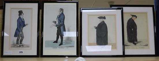 Richard Dighton 4 coloured etchings; Largest 32 x 21cm.